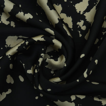 Black Color Armani Satin Print Fabric