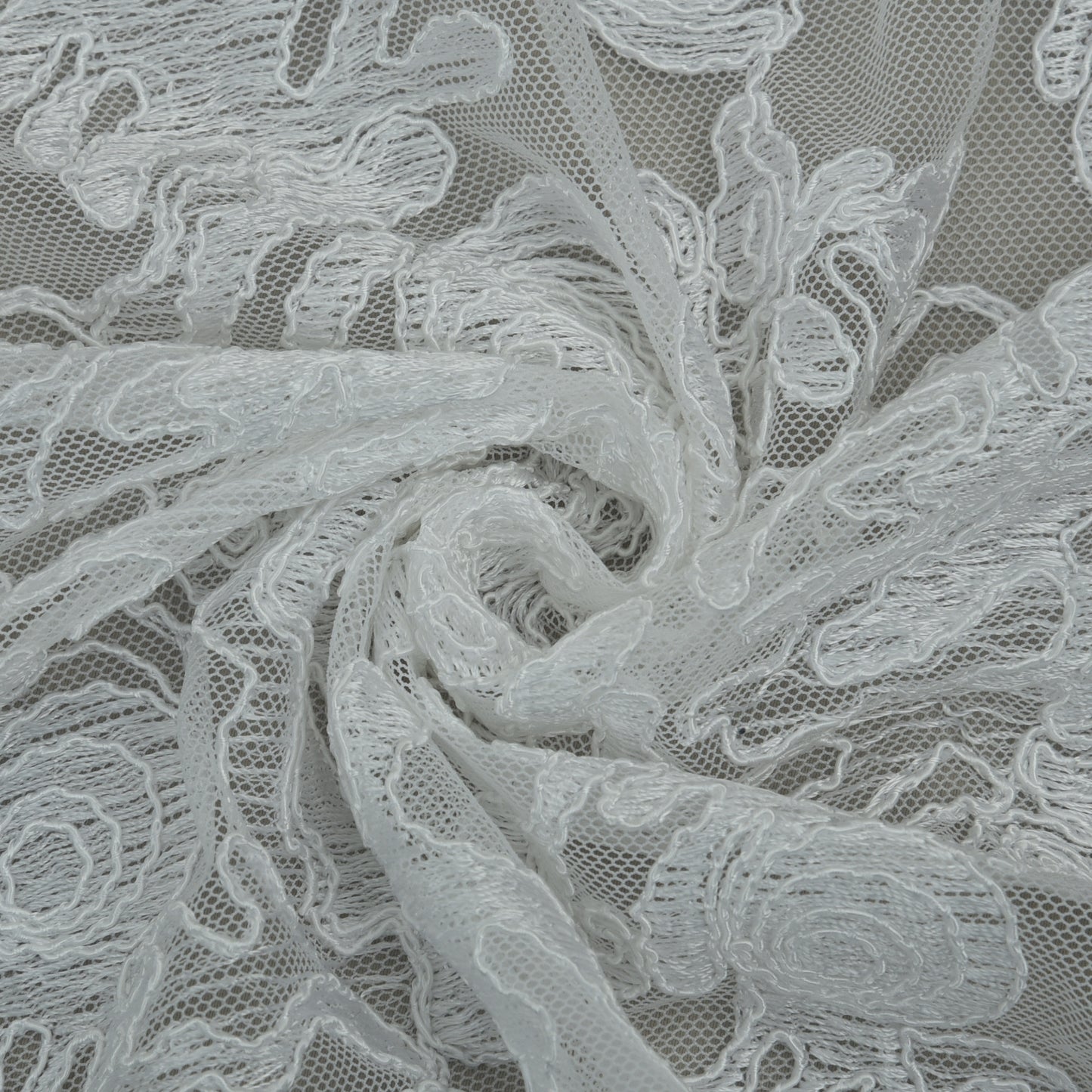 White Color Net Embroidery Fabric