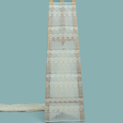 Off White Color Net Embroidery Fabric