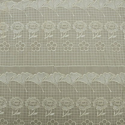 Off White Color Net Embroidery Fabric