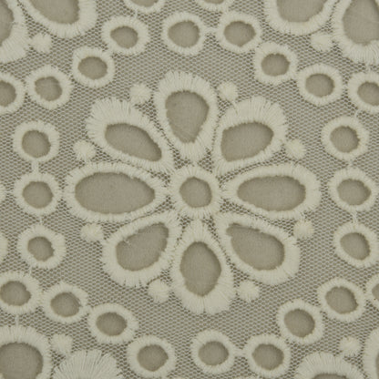 Off White Color Net Embroidery Fabric