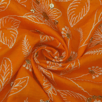 Slub Silk Embroidery Fabric