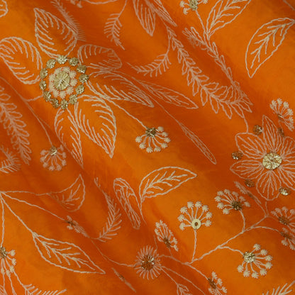 Slub Silk Embroidery Fabric