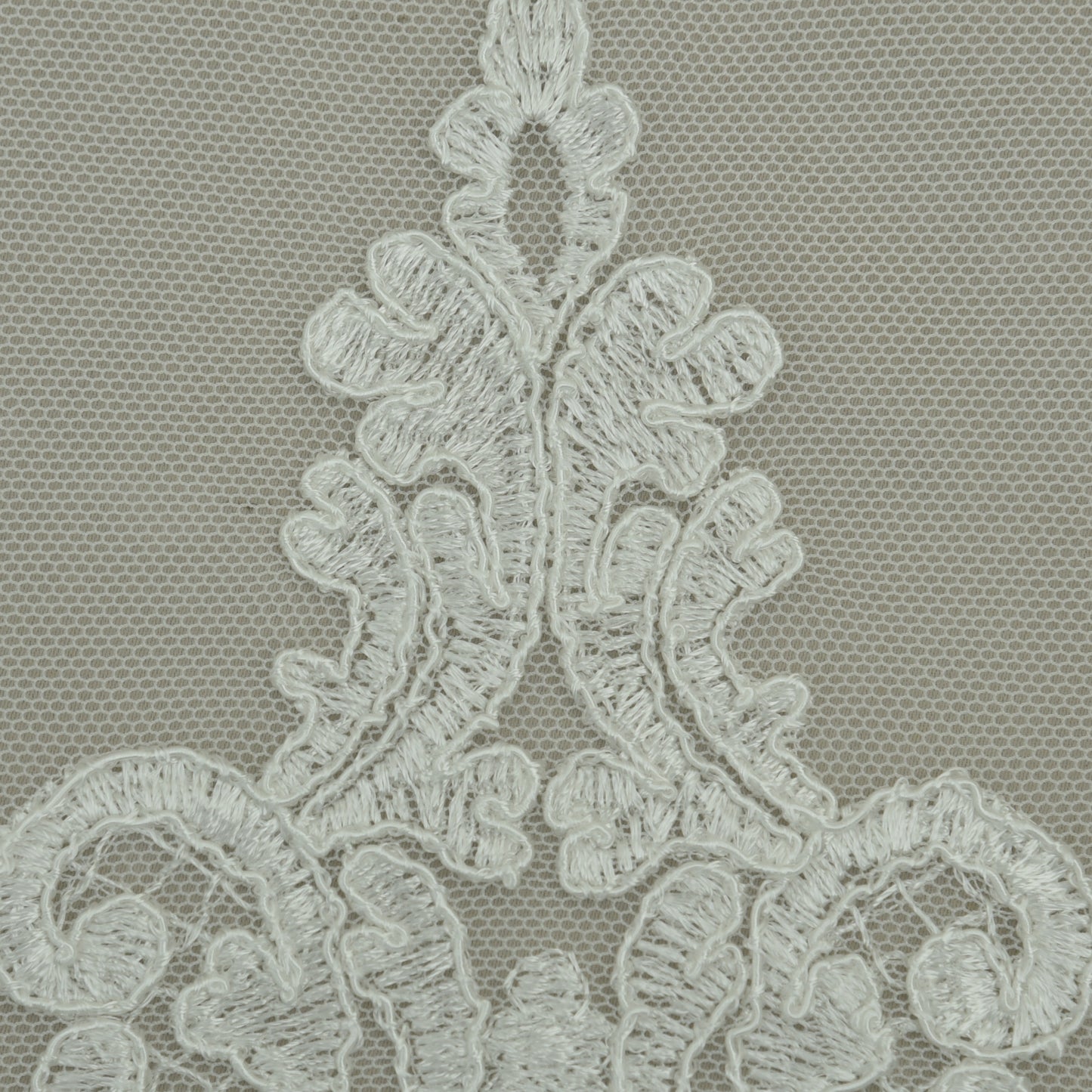 White Color Net Embroidery Fabric