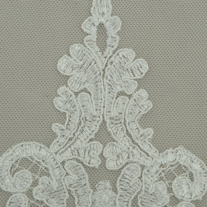 White Color Net Embroidery Fabric