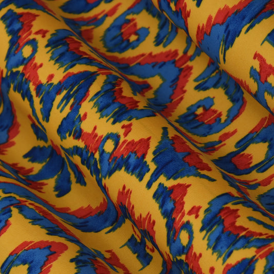 Yellow Color Armani Satin Print Fabric