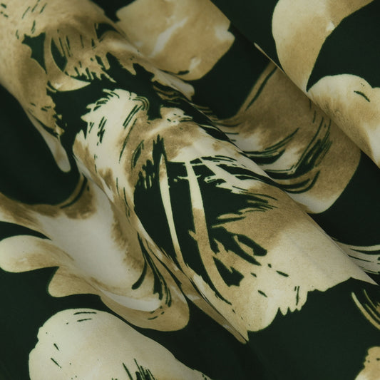 Green Color Armani Satin Print Fabric