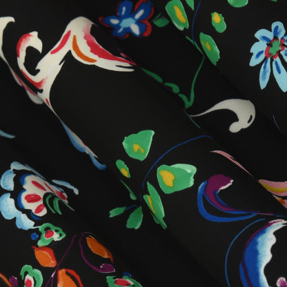 Black Color Armani Satin Print Fabric