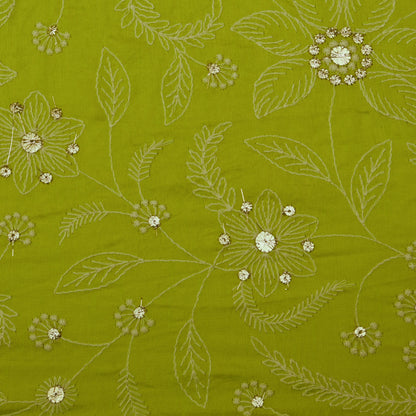 Slub Silk Embroidery Fabric