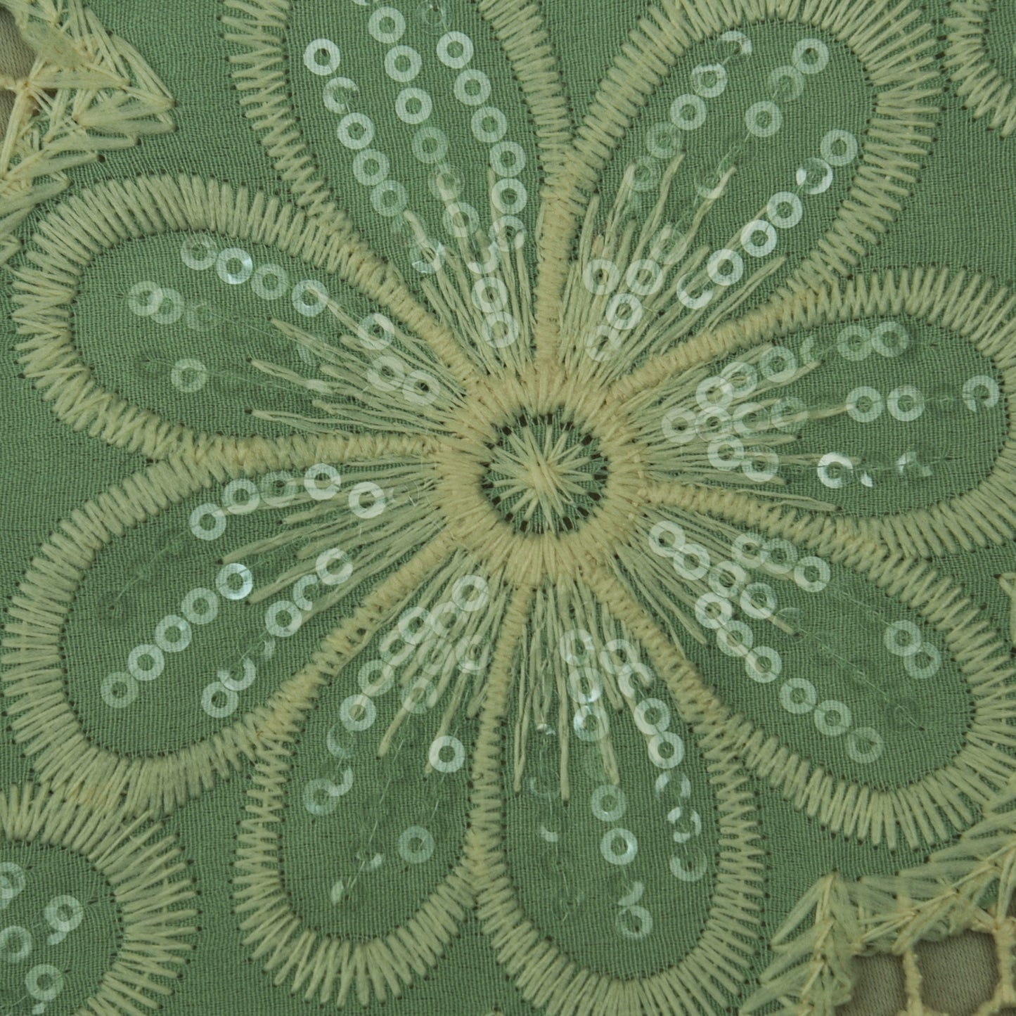 Pista Green Color Crepe Embroidery Fabric