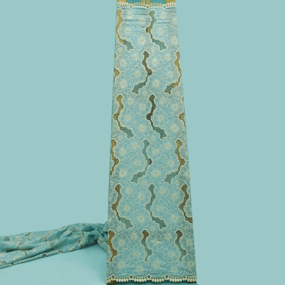 Light Blue Color Crepe Embroidery Fabric