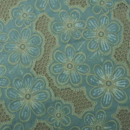 Light Blue Color Crepe Embroidery Fabric