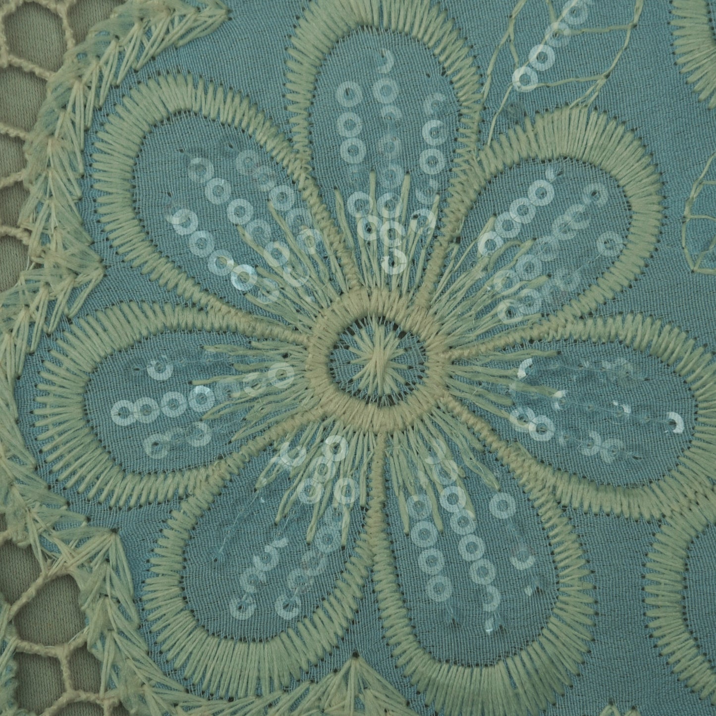 Light Blue Color Crepe Embroidery Fabric