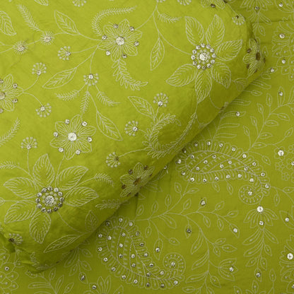 Slub Silk Embroidery Fabric