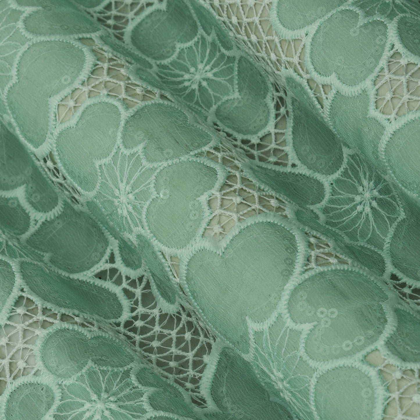 Green Color Chiffon Embroidery Fabric