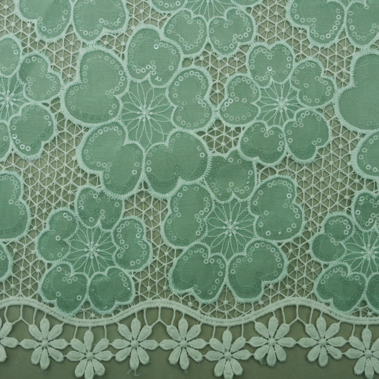 Green Color Chiffon Embroidery Fabric