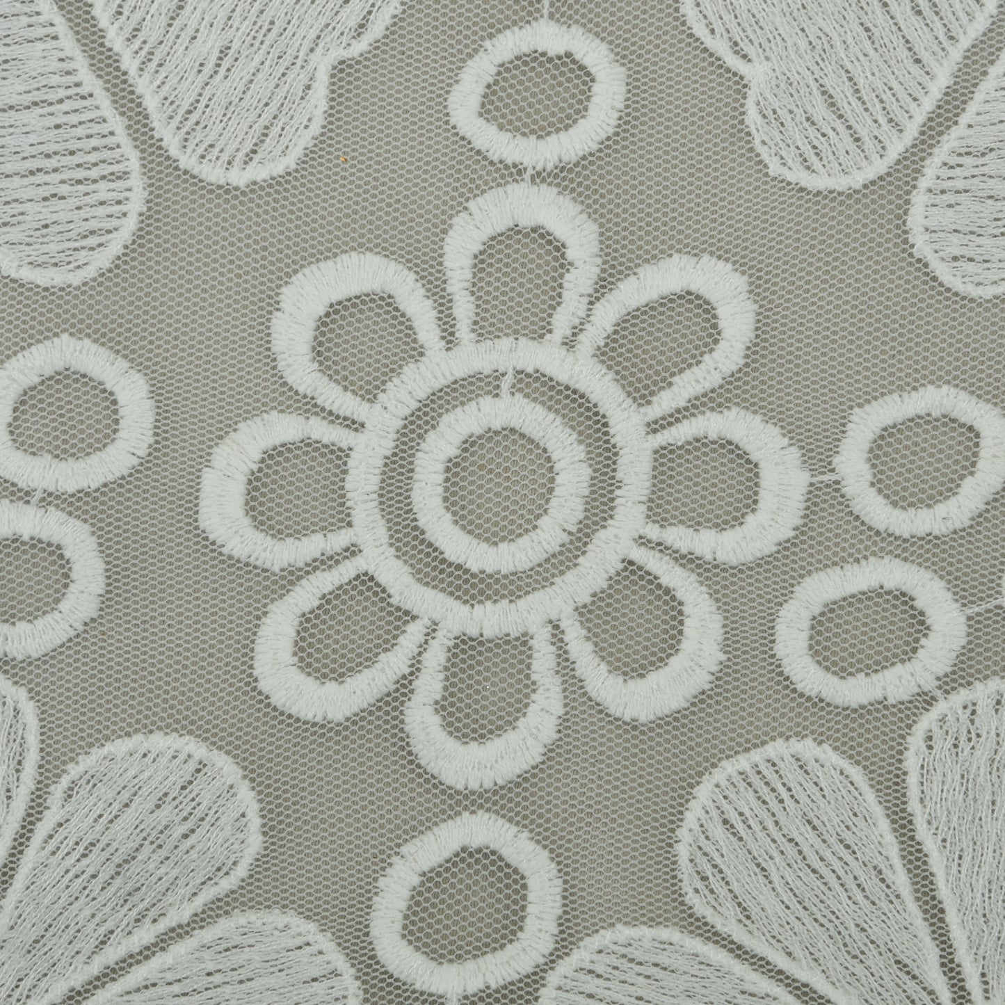 White Color Net Embroidery Fabric