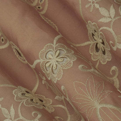 Peach Color Crepe Embroidery Fabric