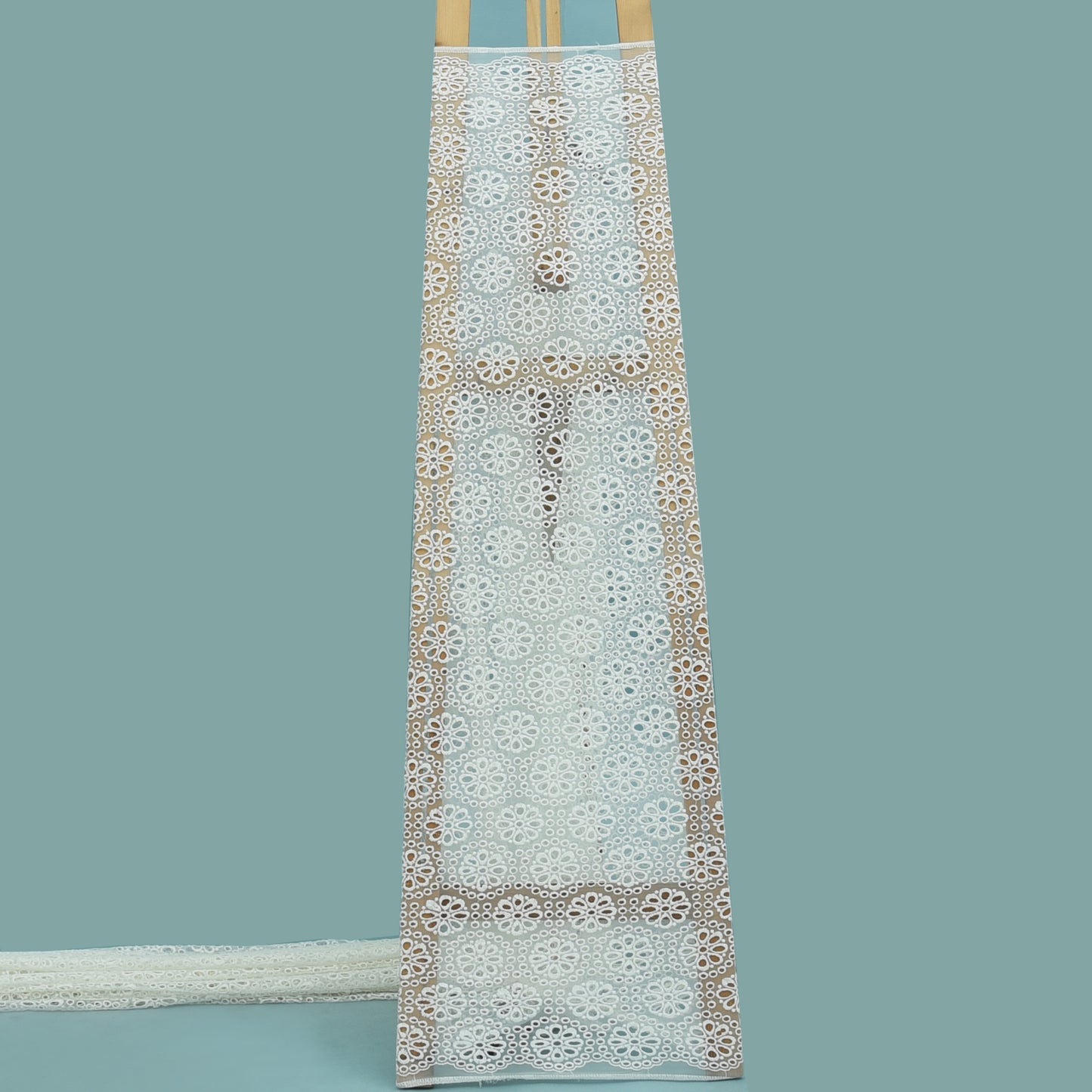 White Color Net Embroidery Fabric