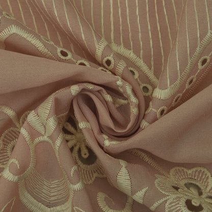 Peach Color Crepe Embroidery Fabric