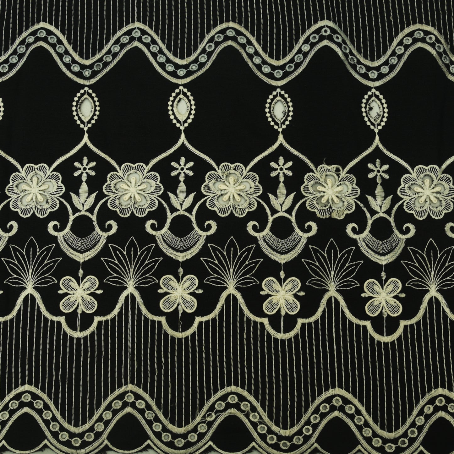Black Color Crepe Embroidery Fabric