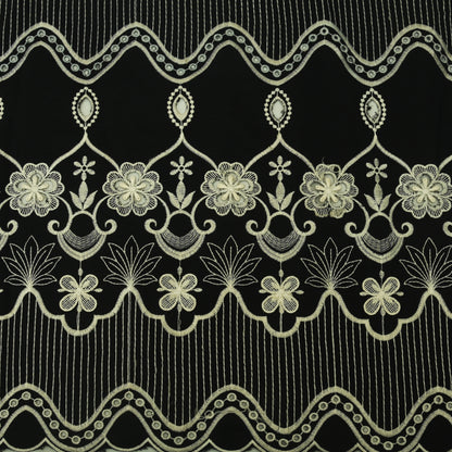 Black Color Crepe Embroidery Fabric