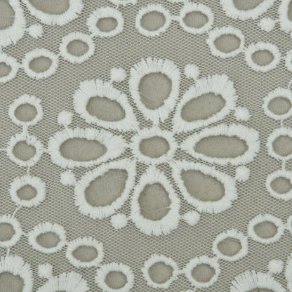 White Color Net Embroidery Fabric