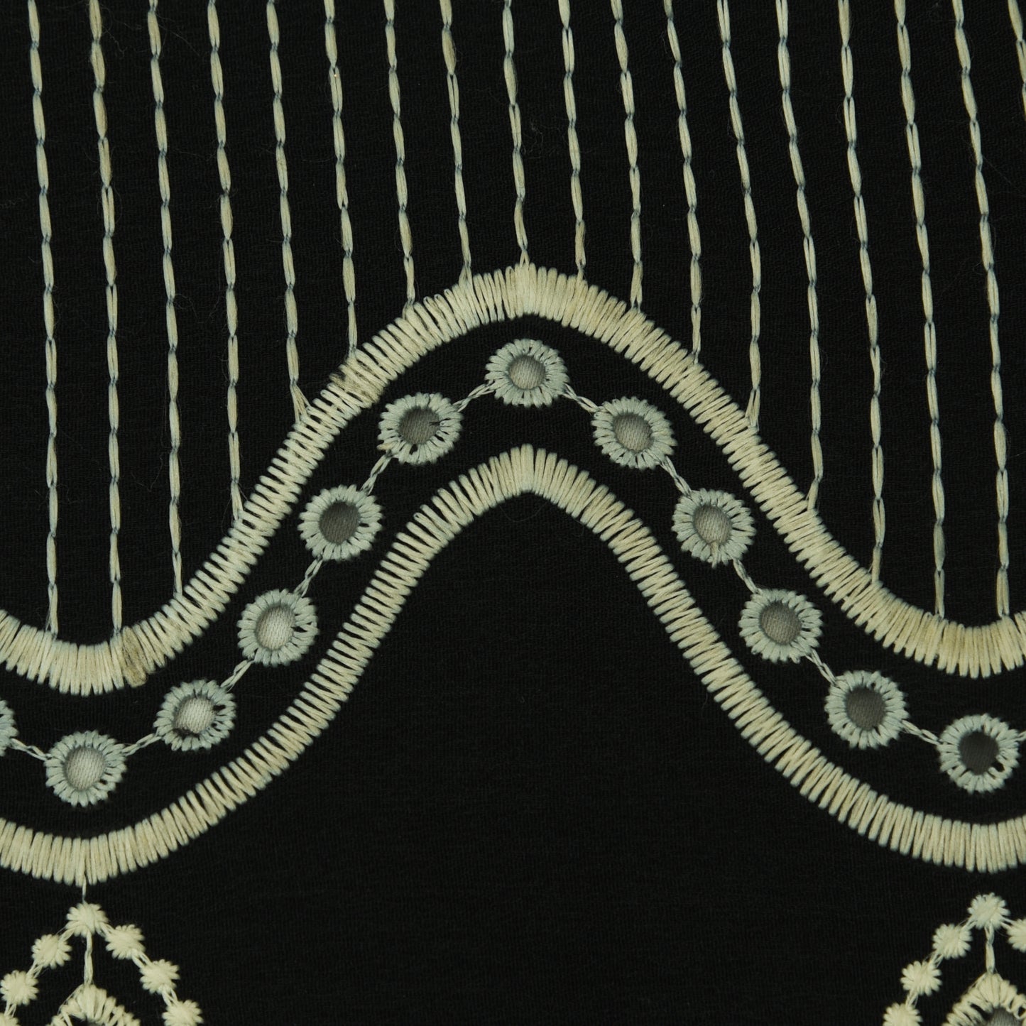 Black Color Crepe Embroidery Fabric