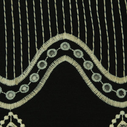 Black Color Crepe Embroidery Fabric