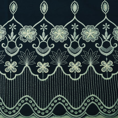 Navy Blue Color Crepe Embroidery Fabric