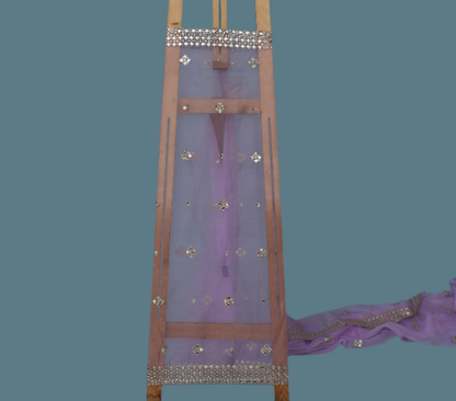 Lavender Color Organza Embroidery Fabric