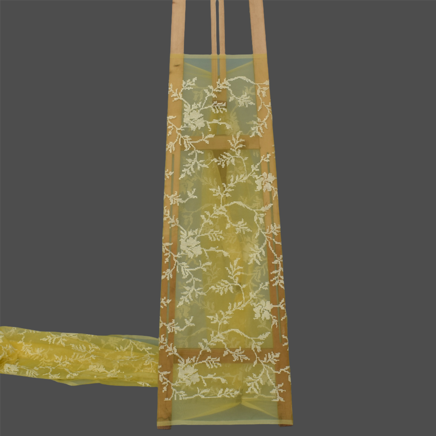 Yellow Color Organza  Embroidery Fabric