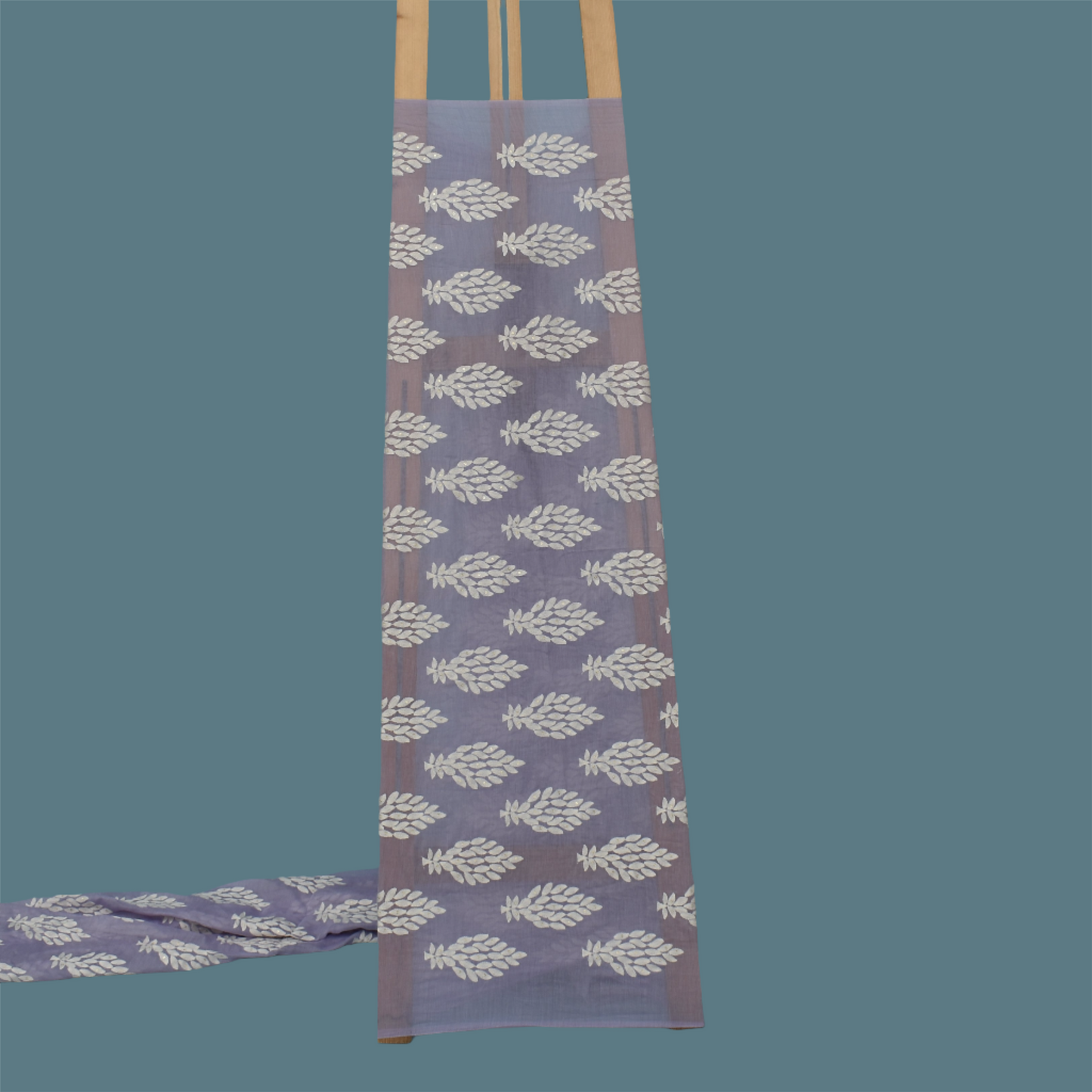 Lavender Color Chanderi Silk Embroidery Fabric