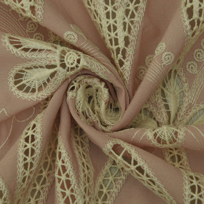 Peach Color Crepe Embroidery Fabric