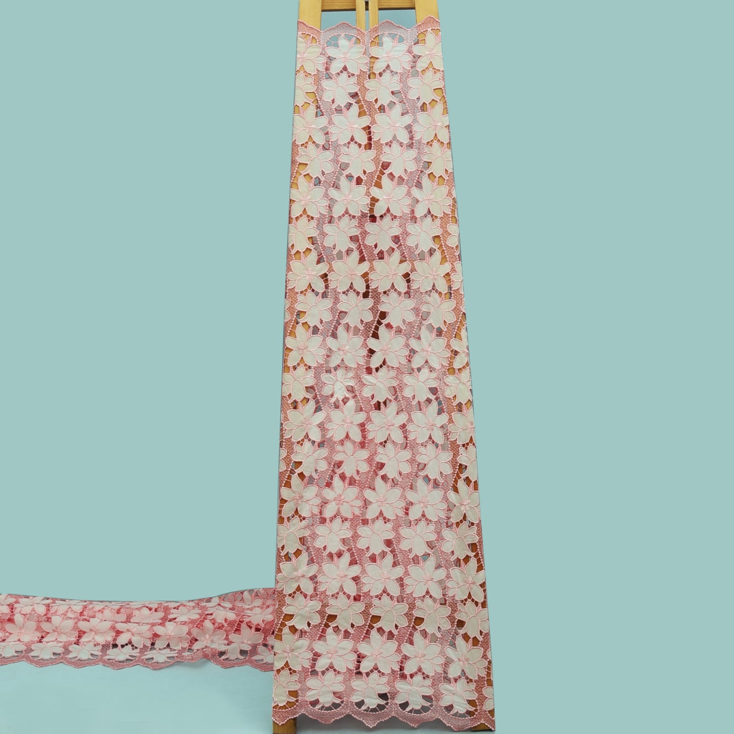 Pink Color Crepe Embroidery Fabric