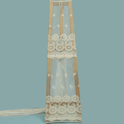 Off White Color Net Embroidery Fabric