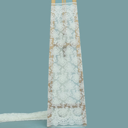 White Color Net Embroidery Fabric