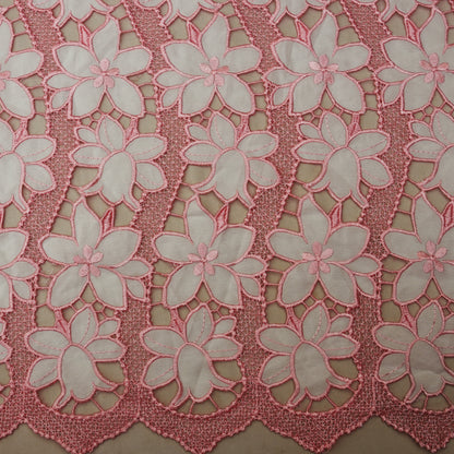 Pink Color Crepe Embroidery Fabric