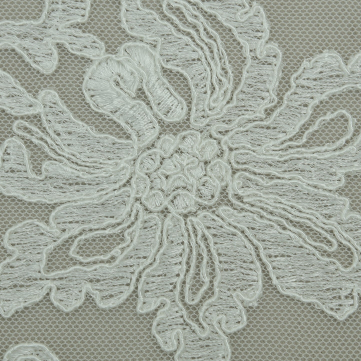 White Color Net Embroidery Fabric