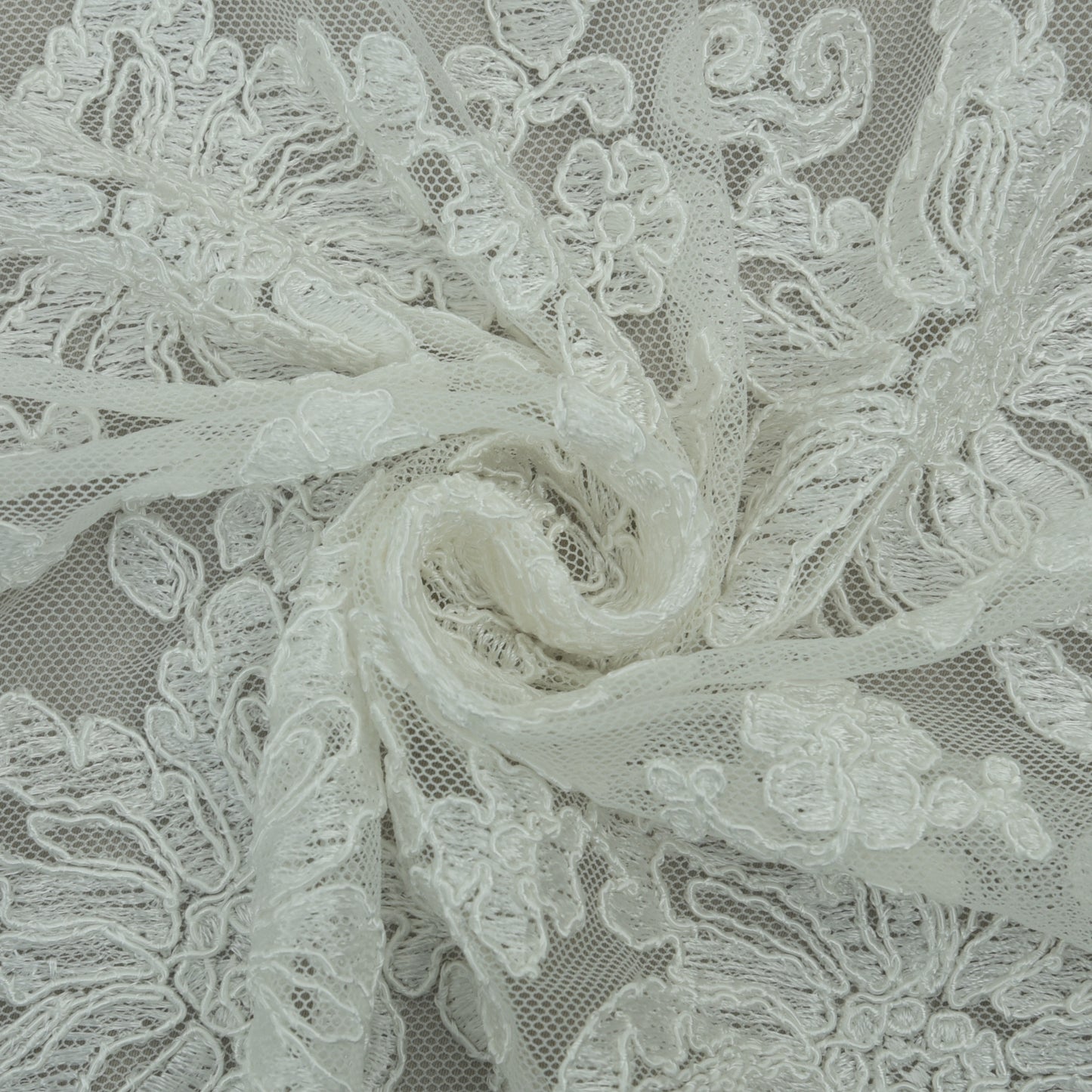 White Color Net Embroidery Fabric