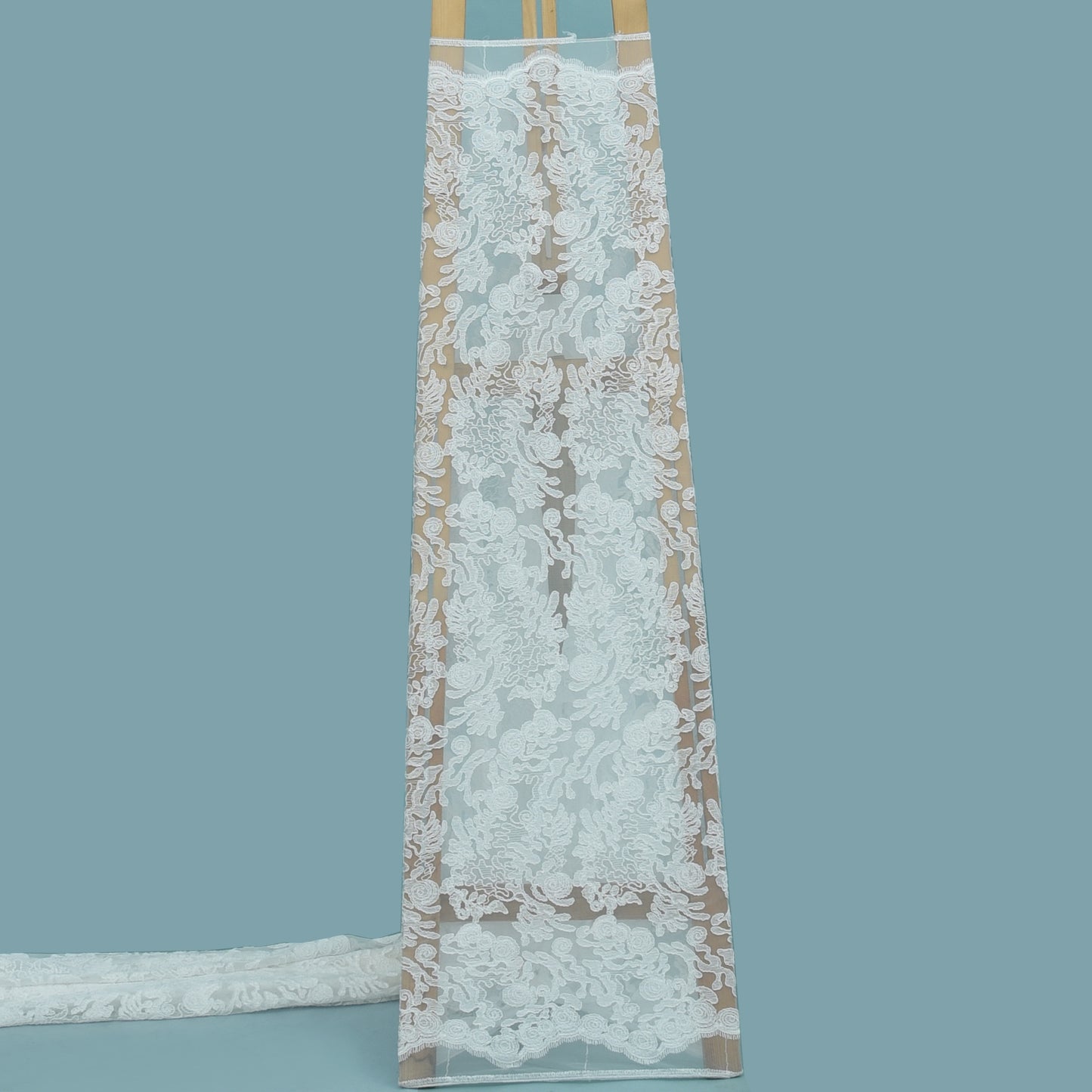 White Color Net Embroidery Fabric