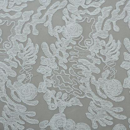 White Color Net Embroidery Fabric