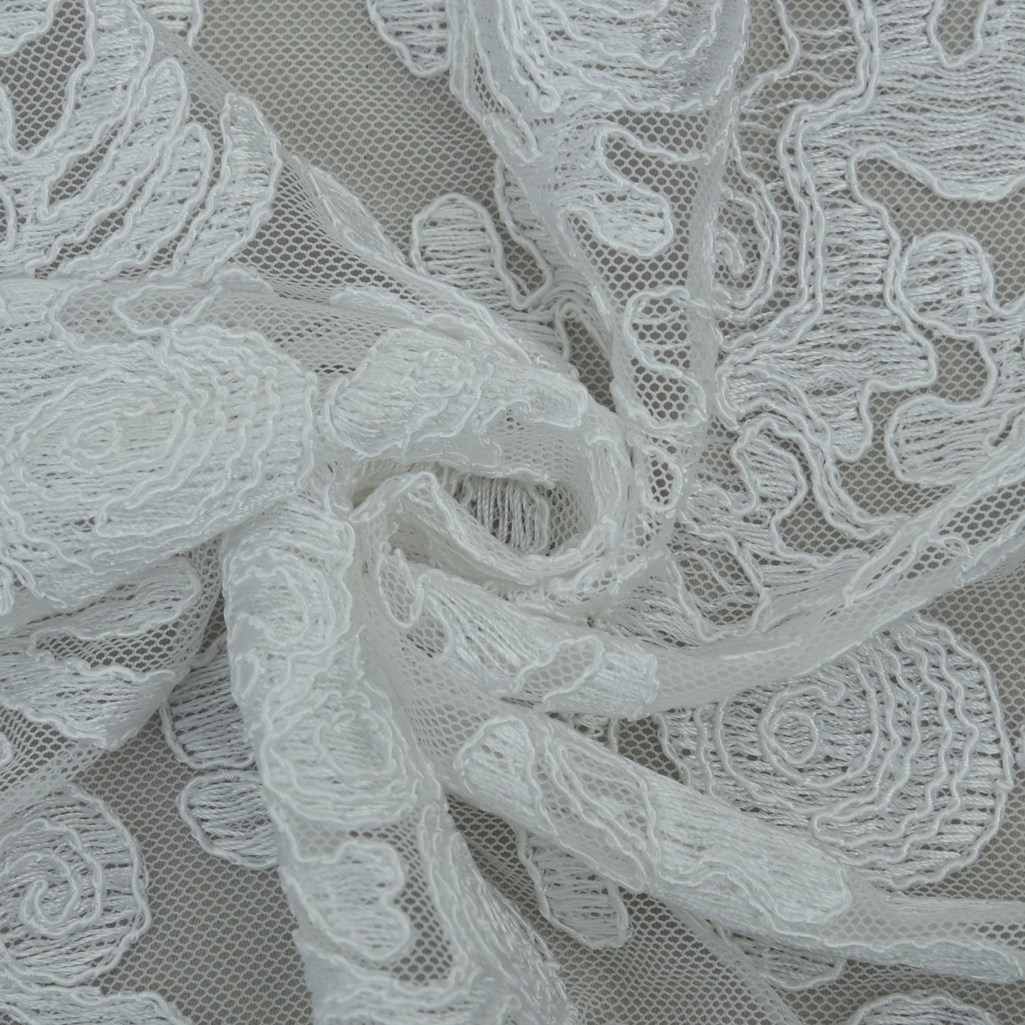 White Color Net Embroidery Fabric