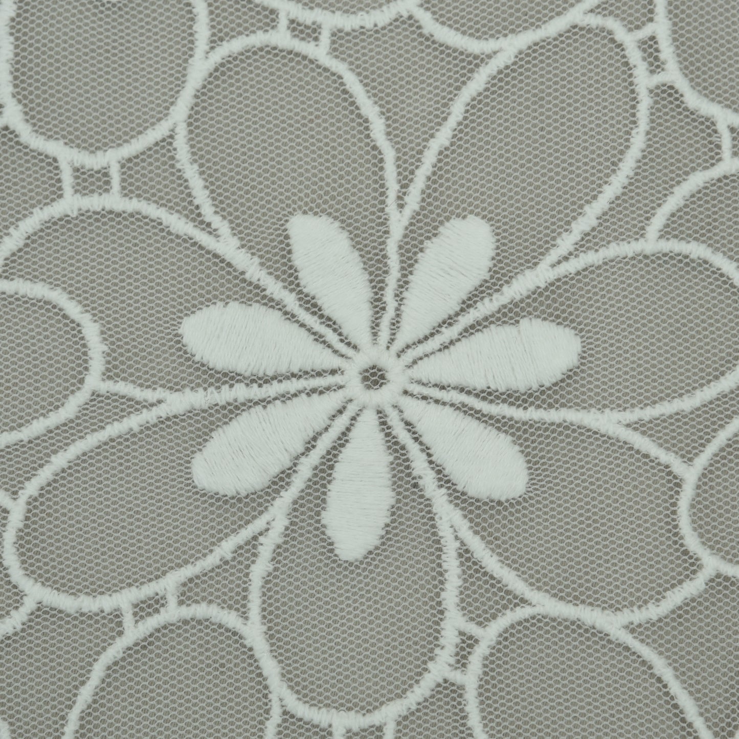 White Color Net Embroidery Fabric