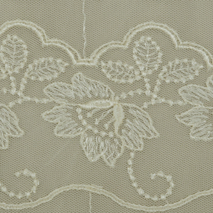 Off White Color Net Embroidery Fabric