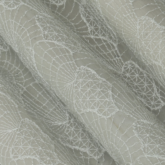 White Color Net Embroidery Fabric