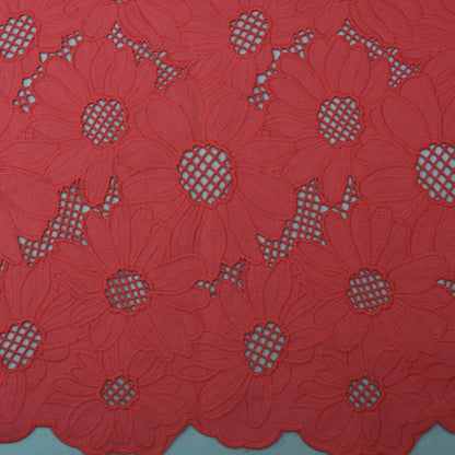 Pink Color Crepe Embroidery Fabric