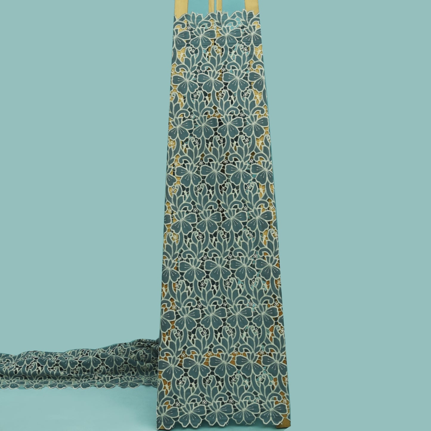 Grey Color Crepe Embroidery Fabric