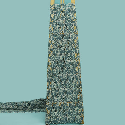 Grey Color Crepe Embroidery Fabric