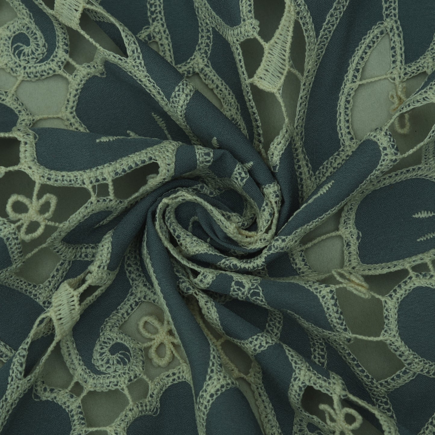 Grey Color Crepe Embroidery Fabric